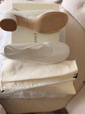 Dear Frances White Mesh Block Heel Pumps